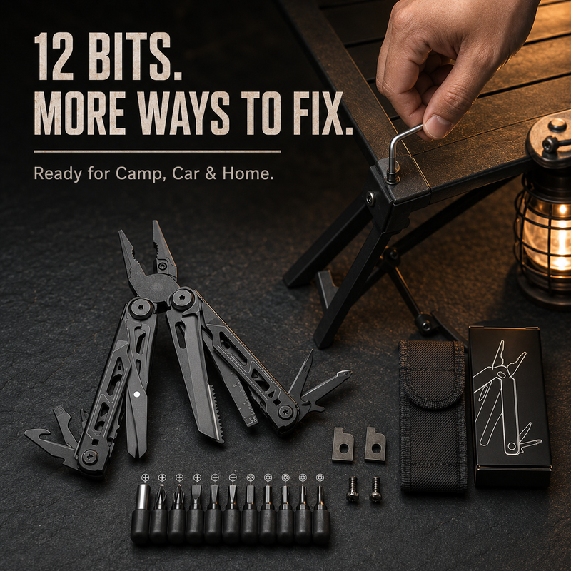 ⏳🔥50% OFF! ⏰🔧 Heavy‑Duty Folding Multi‑Tool Pliers, Portable Multi‑Function Survival Tool with Knife, Screwdriver, with Carry Pouch for Camping, Outdoor, Home Emergency Repair