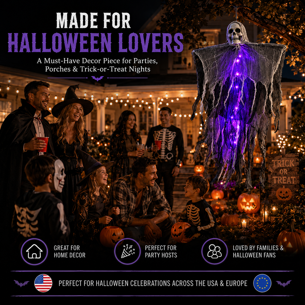 Halloween Hanging Ghost with LED Lights
