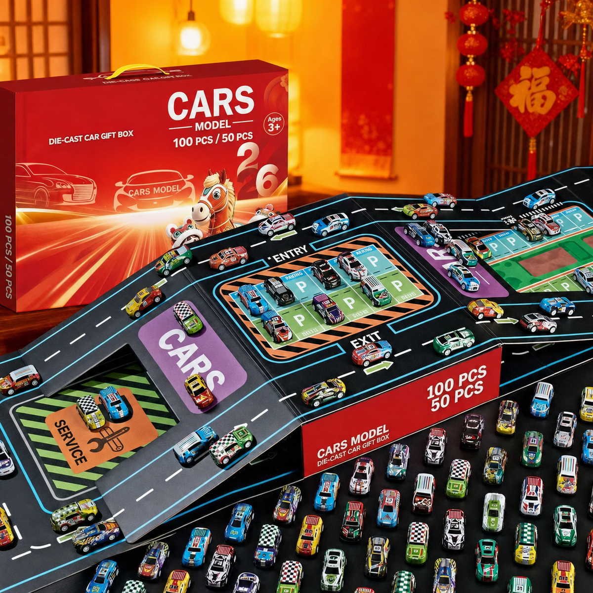Foldable Toy Car Garage Play Set（48 Cars）