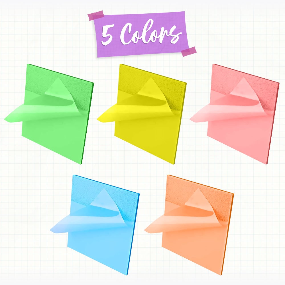 5 Pieces Transparent Sticky Notes (250 Sheets)