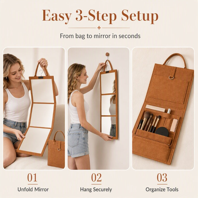 🥳2026 NEW ARRIVAL🥳💞50K+ SOLD!🔥55% OFF!👑Portable Folding Full-Length Mirror — Lightweight & Foldable, Crystal Clear Reflection, Space-Saving, Perfect for Bedroom, Apartment & Travel ✨