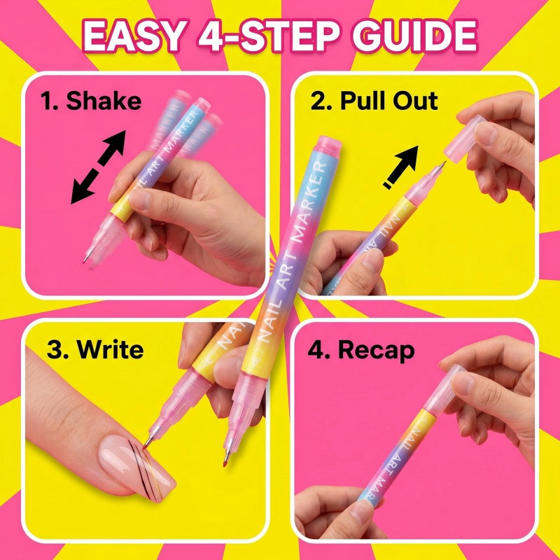 12-Color Nail Art Marker Pen Set