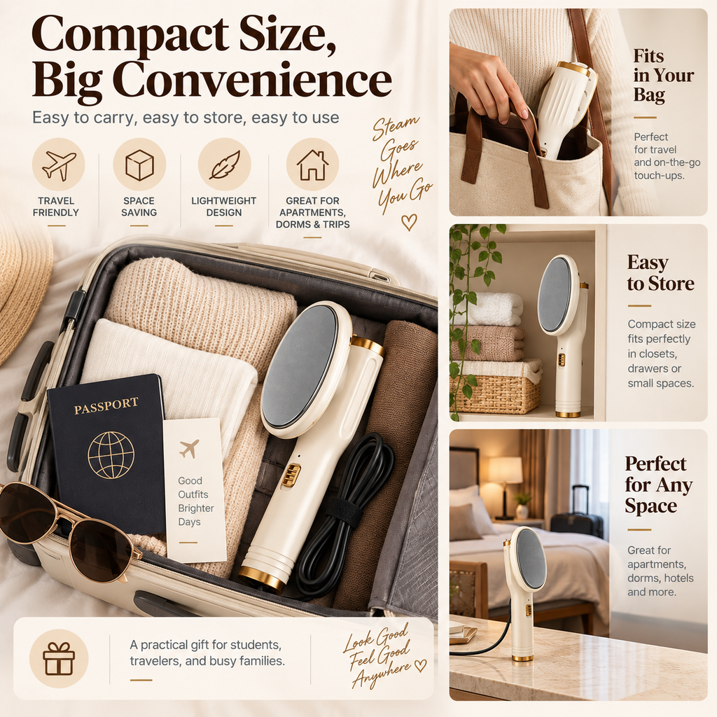 👔✨Hot Sale 50% OFF👔✨ Portable Handheld Garment Steamer.20s Heat-Up, Dry & Wet Modes, Leak-Proof 🌫️